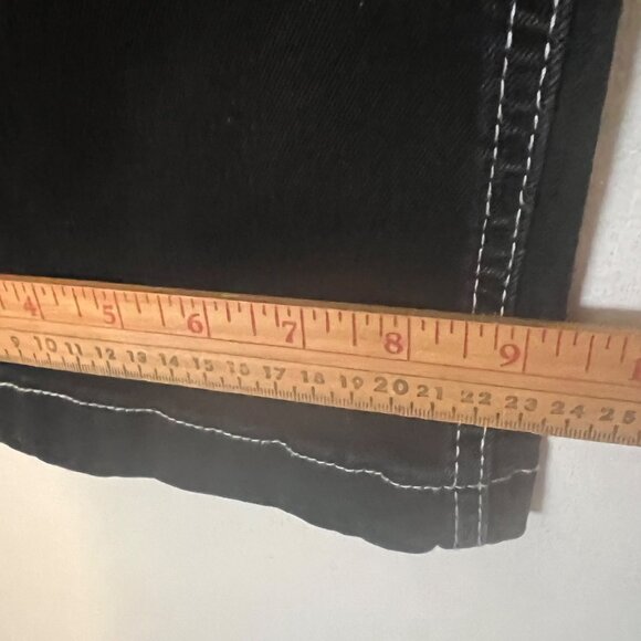 Ultra Flirt Carpenter Jeans Womens XL Black Contrasting Stitch Wide Leg Elastic - Picture 8 of 13